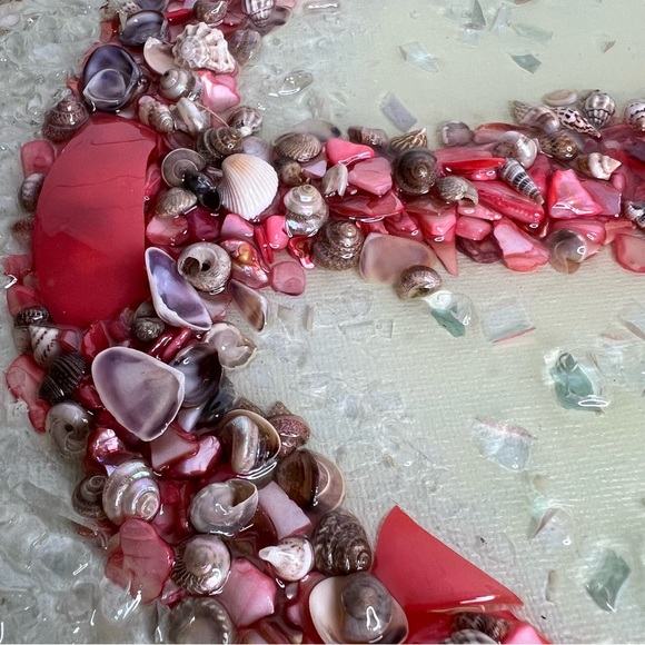 Pearls Shells Beach Anchor Resin Painted Canvas. Size 11” x 14”. - Picture 9 of 16
